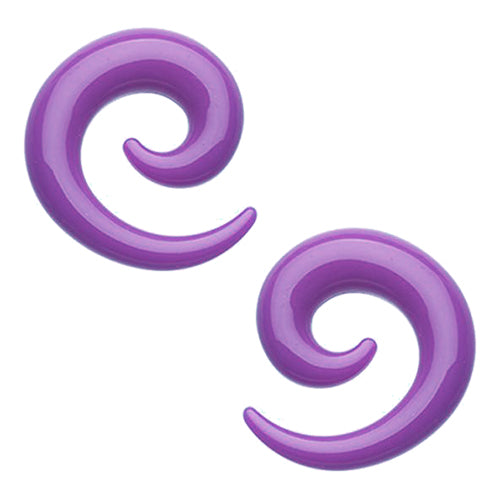 Purple Acrylic Spirals Plugs 8 gauge (3mm) Purple