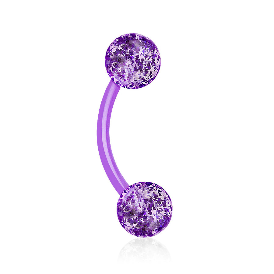 16g Glitter Bioflex Curved Barbell Curved Barbells 16g - 5/16" long (8mm) - 4mm balls Purple