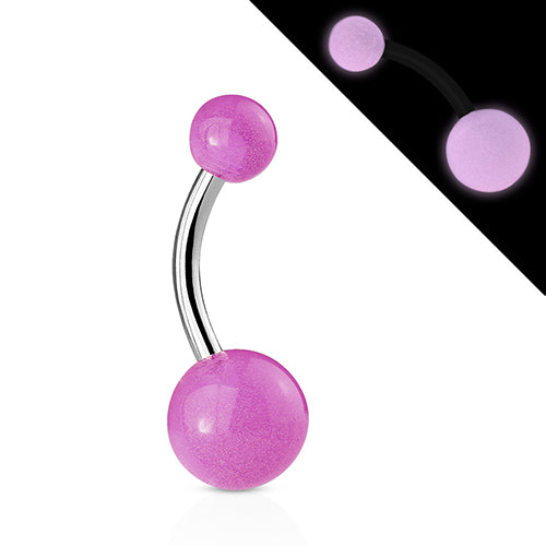 Glow-in-the-Dark Belly Ring Belly Ring 14g - 3/8" long (10mm) Purple
