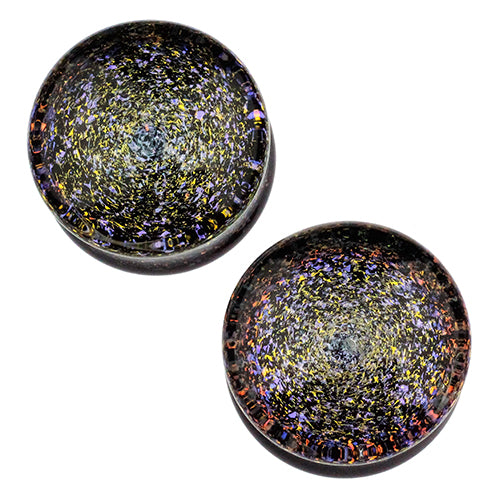 Double Galaxy Plugs by Glasswear Studios Plugs 1 inch (26mm) Purple/Gold