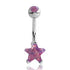 Opal Star Belly Ring Belly Ring 14g - 3/8" long (10mm) Purple