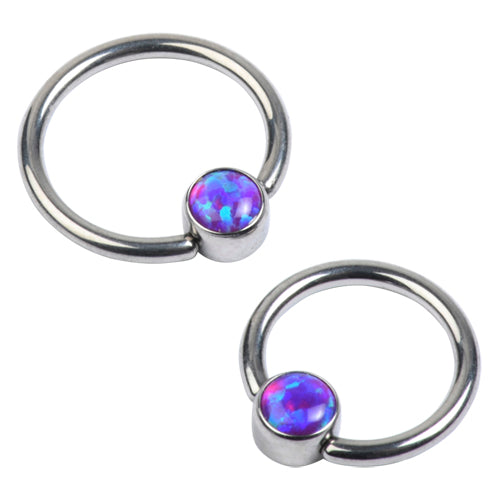 14g Titanium Captive Opal Disc Bead Ring Captive Bead Rings 14g - 5/16" diameter (8mm) Black Opal