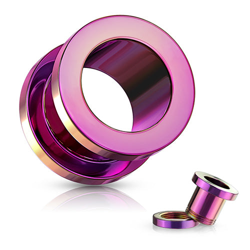 PVD Coated Screw-On Tunnels Plugs 1/2 inch (12mm) Purple