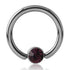 14g Titanium Captive CZ Disc Bead Ring Captive Bead Rings 14g - 15/32" diameter (12mm) Purple CZ