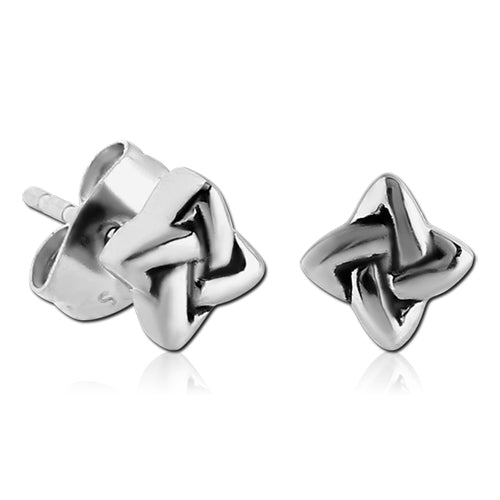 Quaternary Knot Stainless Stud Earrings Earrings 20 gauge Stainless Steel