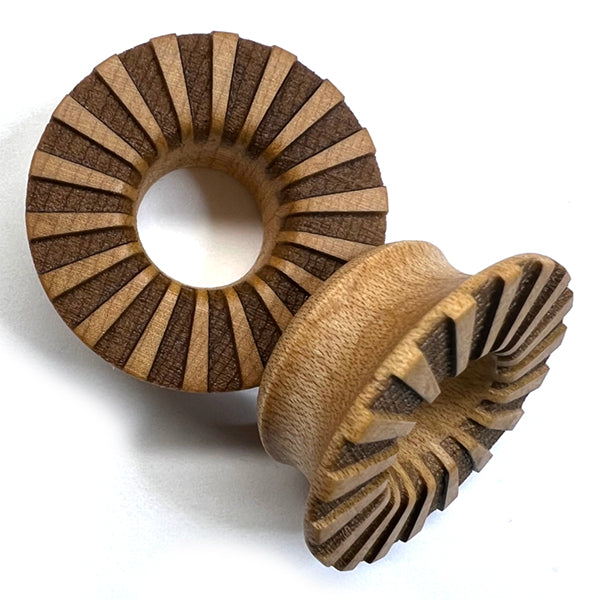 Radiant Maple Wood Mayan Tunnels Plugs 1/2 inch (12mm) - 8mm wearable Maple