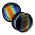 Dichroic Plugs by Glasswear Studios Plugs 7/8 inch (22mm) Rainbow on Black