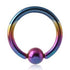 18g Rainbow Titanium Captive Bead Ring Captive Bead Rings 18g - 1/4" diameter (6mm) - 3mm bead Rainbow