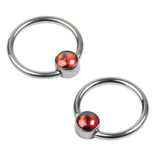 14g Titanium Captive Gemstone Disc Bead Ring Captive Bead Rings 14g - 5/16" diameter (8mm) Red Garnet
