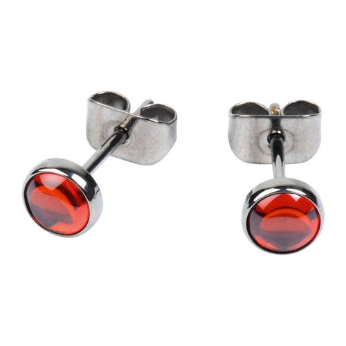 Red Garnet Titanium Stud Earrings Earrings 20 gauge Red Garnet