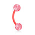 16g Glitter Bioflex Curved Barbell Curved Barbells 16g - 5/16" long (8mm) - 4mm balls Red