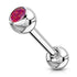 Opal Stainless Tongue Barbell Tongue 14g - 5/8" long (16mm) Red Opal