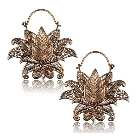 Rose Brass Lotus Earrings Earrings  