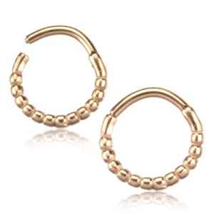 Beaded Hinged Segment Ring Hinged Rings 16g - 5/16" diameter (8mm) Rose Gold