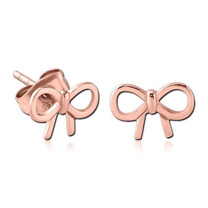 Bow Rose Gold Stud Earrings Earrings 20 gauge Rose Gold Plated