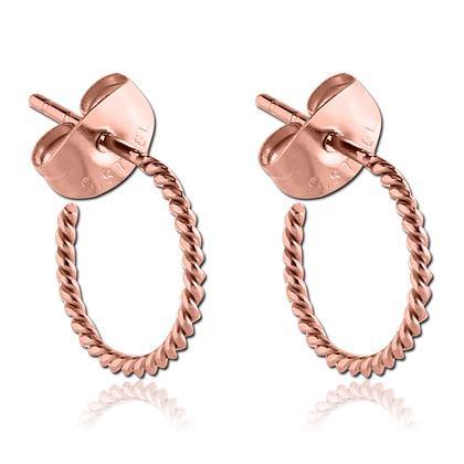 Braided Hoop Rose Gold Stud Earrings Earrings 20 gauge Rose Gold Plated
