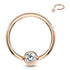 16g Rose Gold Captive CZ Bead Ring Captive Bead Rings 16g - 1/4" diameter (6mm) - 3mm bead Clear