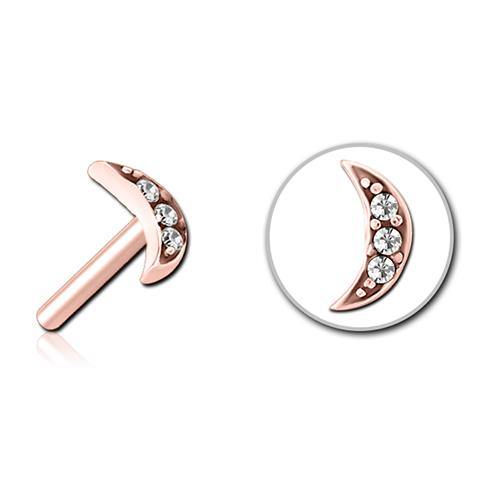 CZ Moon Rose Gold Threadless End Replacement Parts 3x6mm Rose Gold