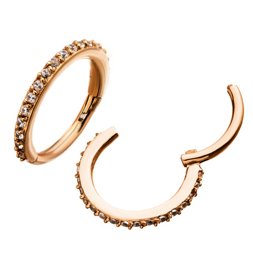 CZ Paved Rose Gold Hinged Ring Hinged Rings 16g - 5/16" diameter (8mm) Rose Gold