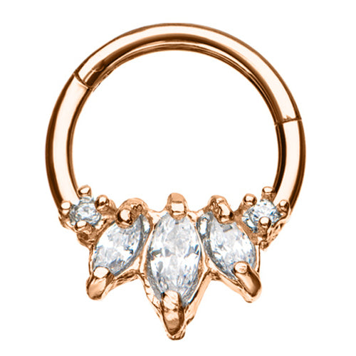 CZ Princess Rose Gold Hinged Segment Ring Hinged Rings 16g - 5/16