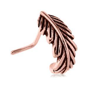 Feather Rose Gold L-Bend Nose Hoop Nose 20g - 1/4" wearable (6.5mm) Rose Gold