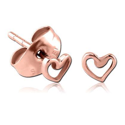 Heart Outline Rose Gold Stud Earrings Earrings 20 gauge Rose Gold Plated