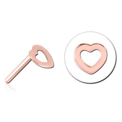 Heart Outline Rose Gold Threadless End Replacement Parts 4x5mm Rose Gold