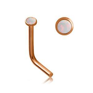 Rose Gold Plated Opal L-Bend Nose Stud - Tulsa Body Jewelry