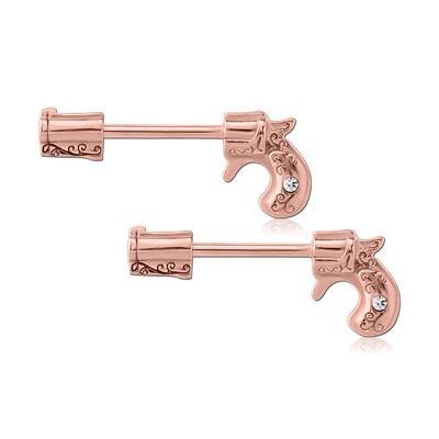Pistol Rose Gold Nipple Barbells Nipple Barbells 14g - 15/32" long (12mm) Rose Gold