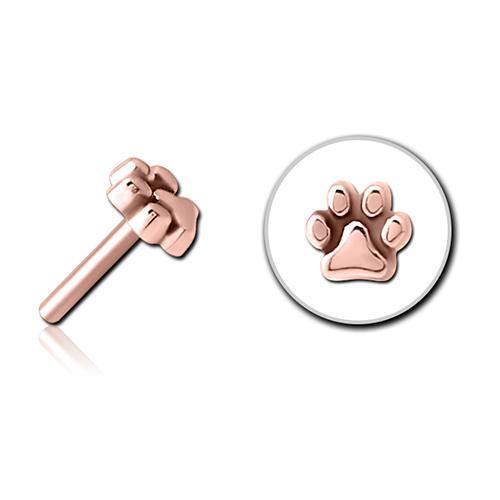Paw Print Rose Gold Threadless End Replacement Parts 3.4x3.8mm Rose Gold