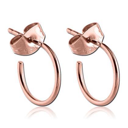 Hoop Rose Gold Stud Earrings Earrings 20 gauge Rose Gold Plated