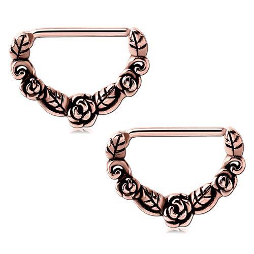Rose Rose Gold Nipple Clickers Nipple Clickers 14g - 9/16" long (14mm) Rose Gold