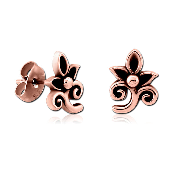 Sprouted Rose Gold Stud Earrings Earrings 20 gauge Rose Gold Plated