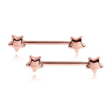 Star Rose Gold Nipple Barbells Nipple Barbells 14g - 15/32" long (12mm) Rose Gold