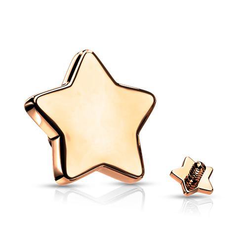 16g Flat Star Rose Gold End Replacement Parts 16g - 3mm diameter Rose Gold
