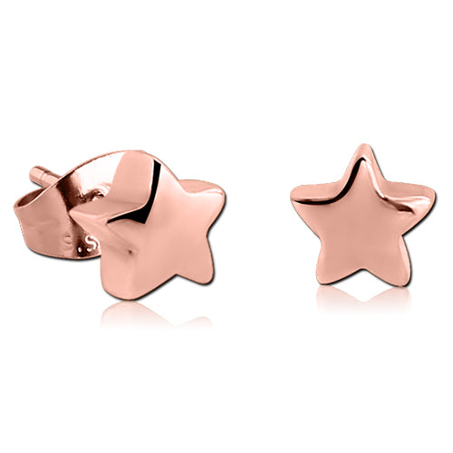 Star Rose Gold Stud Earrings Earrings 20 gauge Rose Gold Plated