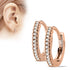 Thin CZ Paved Hinged Hoop Earrings Earrings 20 gauge Rose Gold Plated