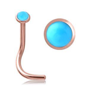 Turquoise Rose Gold Nostril Screw Nose 20g - 1/4" wearable (6.5mm) Turquoise