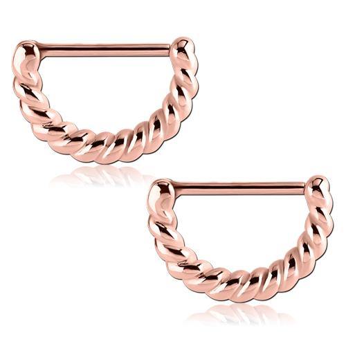 Twisted Rose Gold Nipple Clickers Nipple Clickers 14g - 15/32