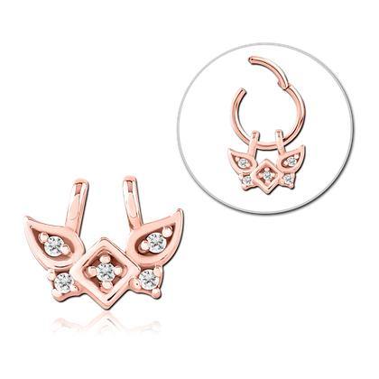 Winged CZ Rose Gold Ring Charm Replacement Parts 8x6.7mm Clear CZ