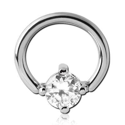 14g Stainless Captive Round CZ Bead Ring Captive Bead Rings 14g - 15/32" diameter (12mm) Stainless Steel