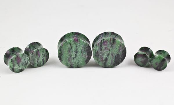 Ruby in Zoisite Plugs by Oracle Body Jewelry Plugs 6 gauge (4mm) Ruby in Zoisite