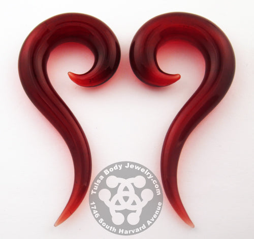 Tail Spiral Shapes by Glasswear Studios Plugs 8 gauge (3mm) Ruby