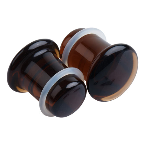 Brown Glass Single Flare Plugs Plugs 8 gauge (3mm) Brown