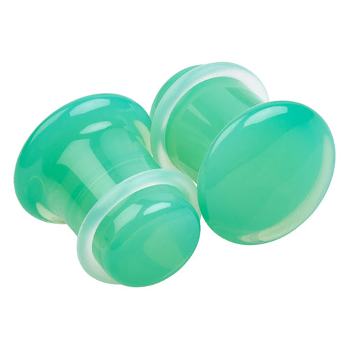 Mint Opal Glass Single Flare Plugs Plugs 8 gauge (3mm) Mint Opal