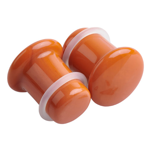 Orange Glass Single Flare Plugs Plugs 8 gauge (3mm) Orange