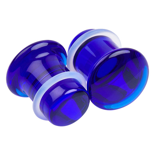Sapphire Glass Single Flare Plugs Plugs 8 gauge (3mm) Sapphire