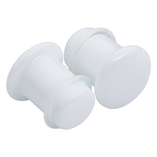 White Glass Single Flare Plugs | Tulsa Body Jewelry