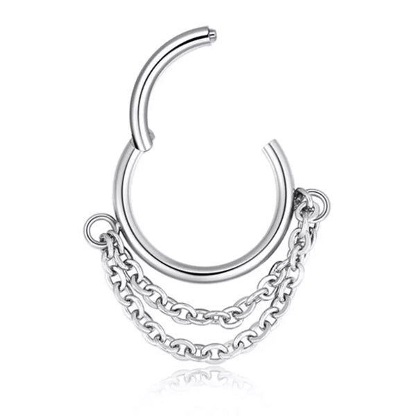 Double Chain Dangle Hinged Segment Ring Hinged Rings 16g - 5/16" diameter (8mm) Stainless Steel