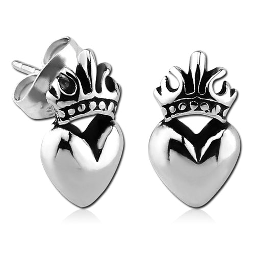 Sacred Heart Stainless Stud Earrings Earrings 20 gauge Stainless Steel